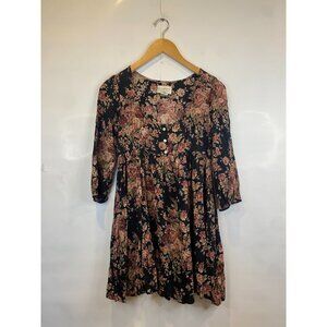 Denim & Supply Ralph Lauren Floral Babydoll Dress Black Pink Size XS Mini Length